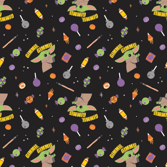 Character Halloween 2 Licensed Star Wars Gimme Candy Black 73800270-2 Cotton Woven Fabric