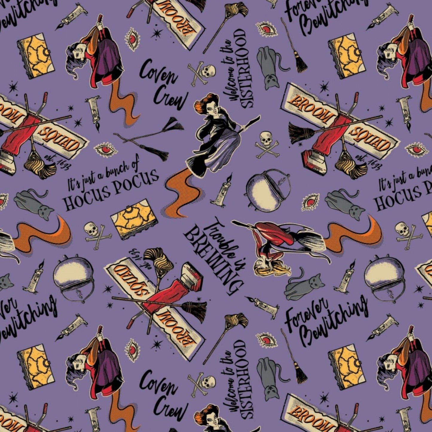 Character Halloween 2 Licensed Witch Sisterhood Purple 85480107-1 Cotton Woven Fabric
