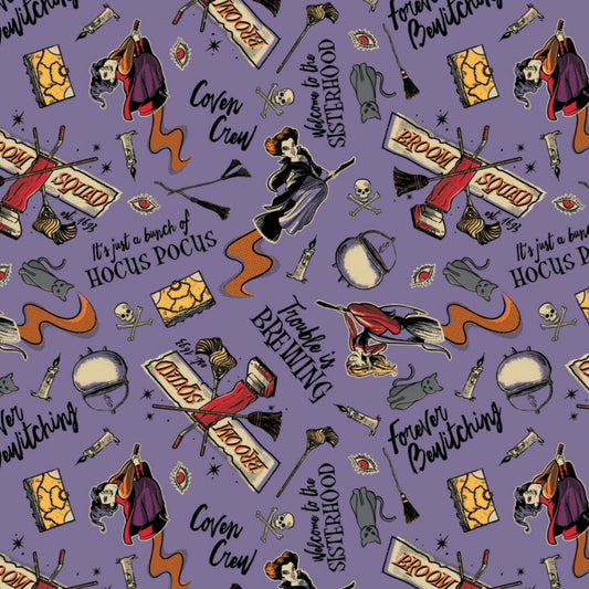 Character Halloween 2 Licensed Witch Sisterhood Purple 85480107-1 Cotton Woven Fabric