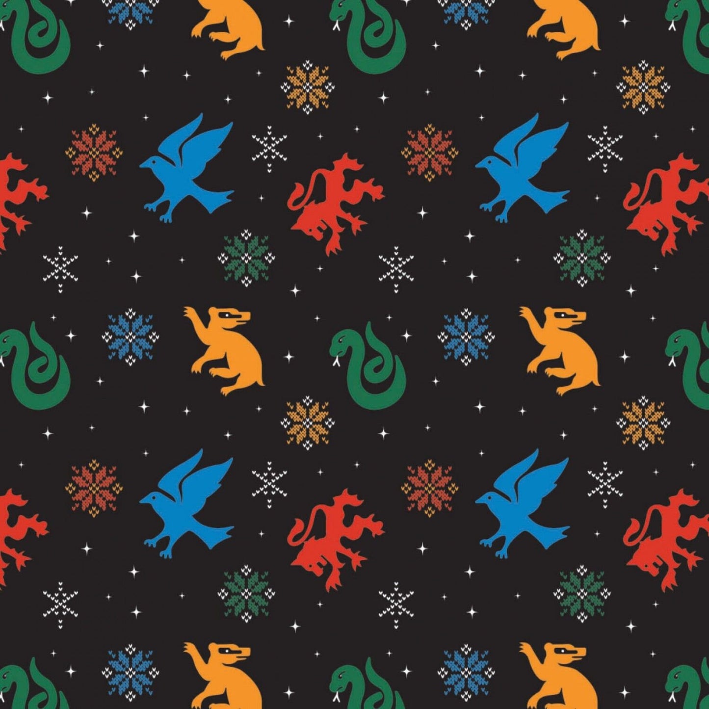 Character Winter Holiday 2 Licensed Harry Potter Snowflake Houses 23800689-2 Cotton Woven Fabric