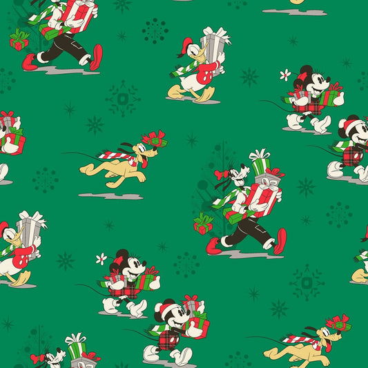 Licensed Disney Mickey & Friends Christmas Christmas Day Green 717516470715 Cotton Woven Fabric