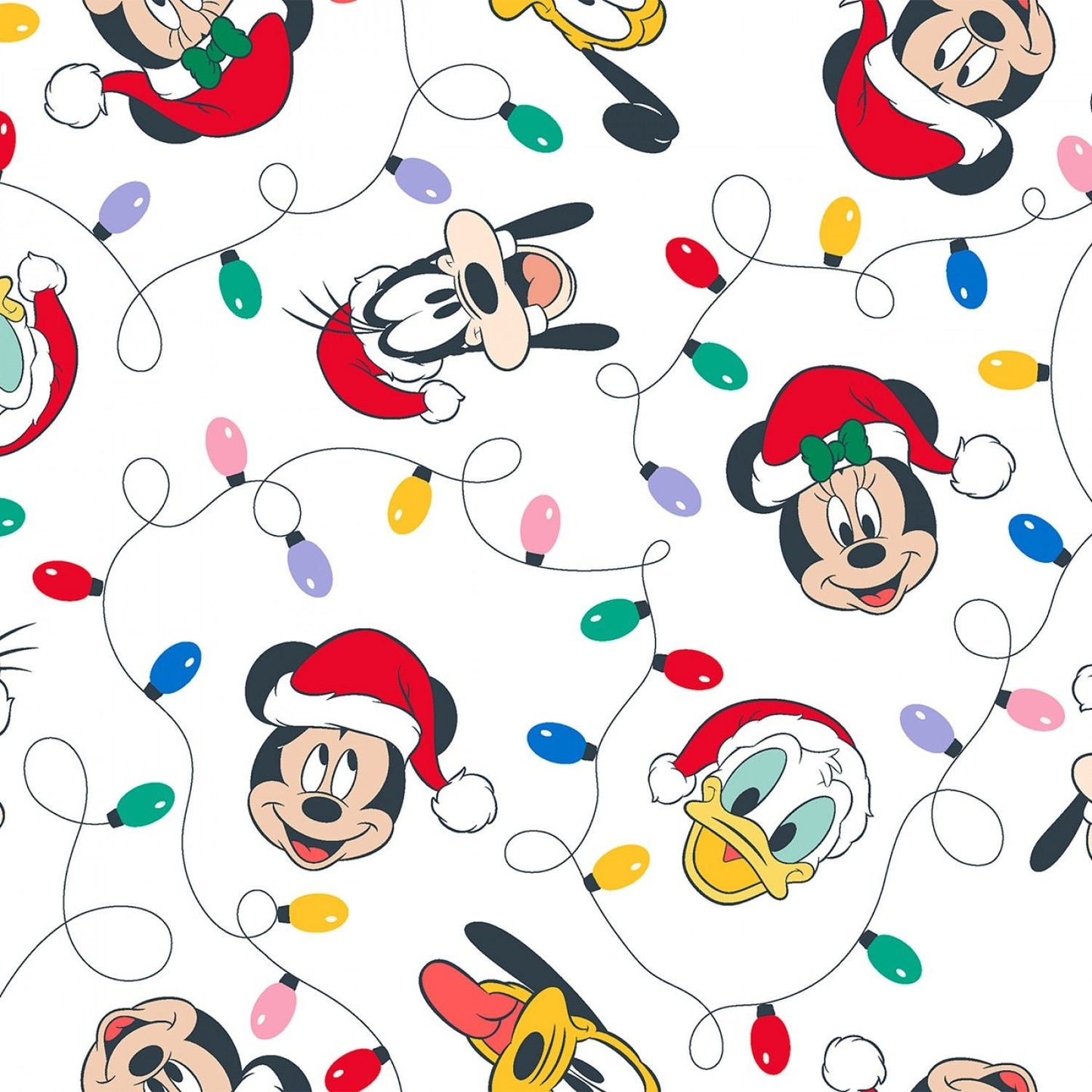 Licensed Disney Mickey & Friends Christmas Christmas Lights White 71813G550715 Cotton Woven Fabric