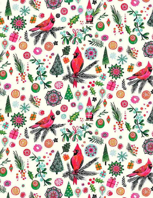 Rebel Without a Claus Deck the Halls STELLA-DMB1847-MULTI Cotton Woven Fabric