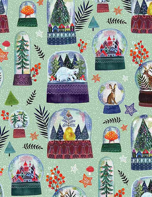 Rebel Without a Claus Snow Globes STELLA-DMB1848-MULTI Cotton Woven Fabric