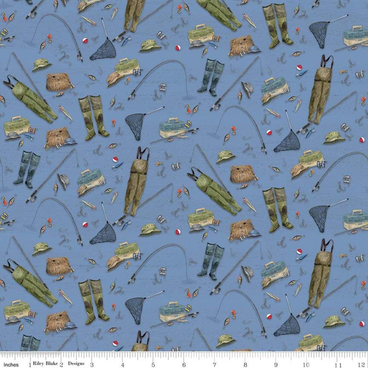 At The Lake by Tara Reed Gear Blue C10551-BLUE Cotton Woven Fabric