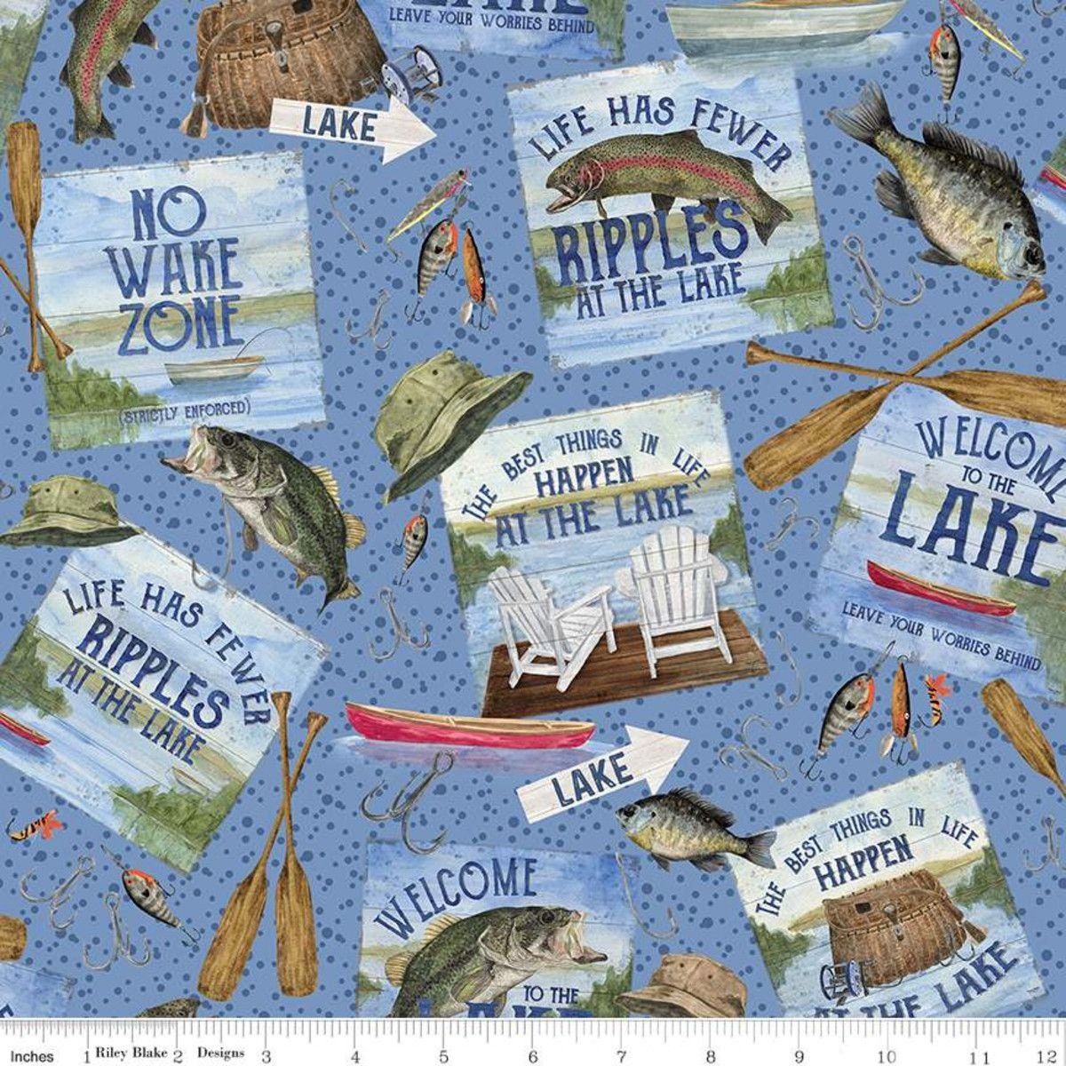 At The Lake by Tara Reed Main Blue C10550-BLUE Cotton Woven Fabric