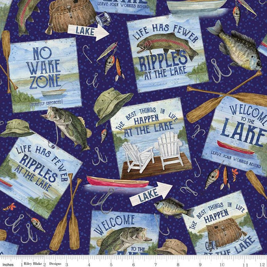 At The Lake by Tara Reed Main Navy C10550-NAVY Cotton Woven Fabric