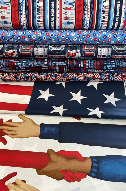 Essential Heroes Words of Thanks Patriotic 5654-78 Cotton Woven Fabric