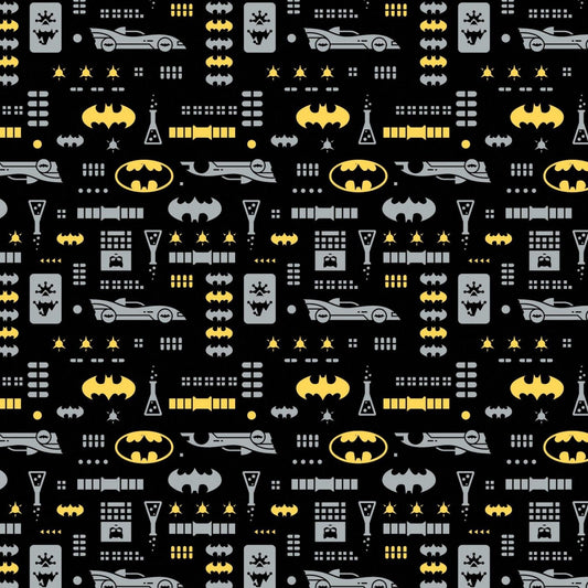 Licensed Young DC by DC Fabrics Batman Icons Black 23421470-3 Cotton Woven Fabric