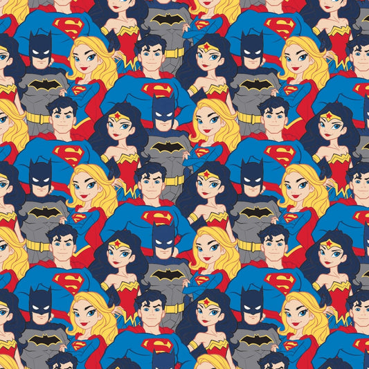 Licensed Young DC by DC Fabrics Stacked Heroes 23421463-4 Cotton Woven Fabric