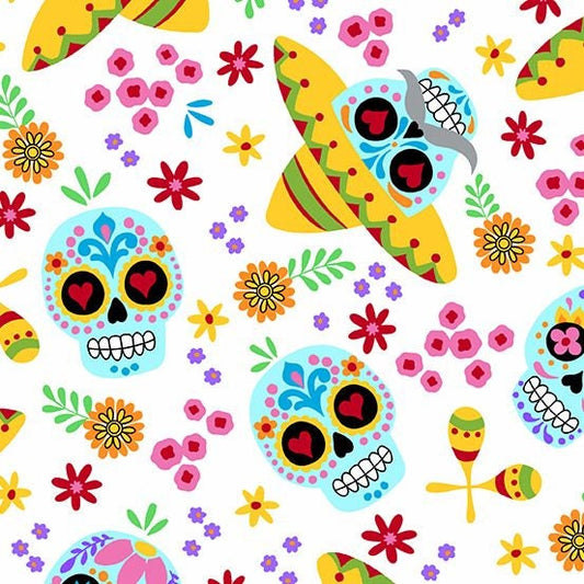 Day of the Dead Calaveras Day A-9817-L Cotton Woven Fabric