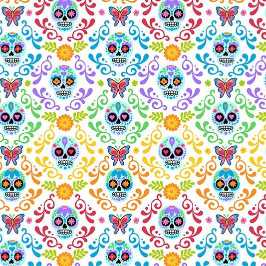 Day of the Dead Mariposa Day A-9818-L Cotton Woven Fabric