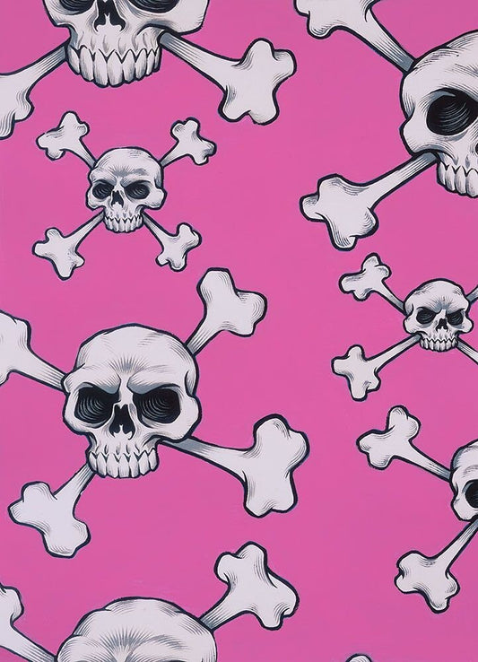 Nicole's Prints Skull and Bones 8870C Pink Cotton Woven Fabric