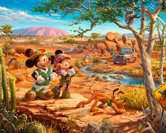 Disney Dreams Collection 4 by Thomas Kincade Studios 36" Panel Mickey & Minnie In The Outback DS20669C1 Cotton Woven Panel