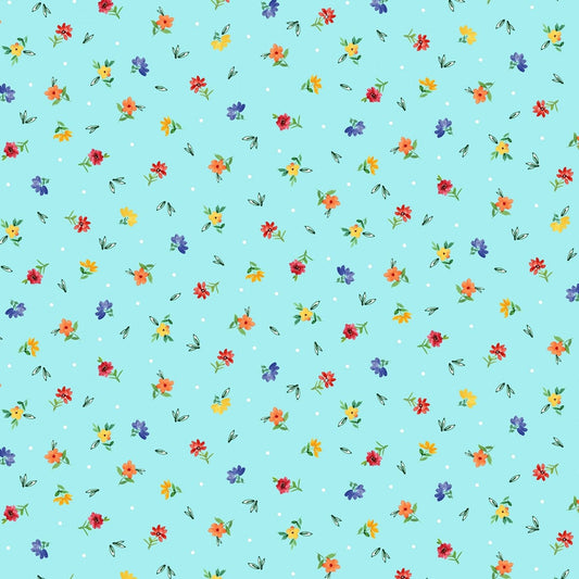 Everyone is Invited Dotty Flowers Blue CX9804-BLUE Cotton Woven Fabric