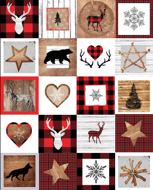 Warm Winter Wishes by Lucie Crovatto 24" Panel Repeating 6" Blocks 5868-89 Cotton Woven Panel