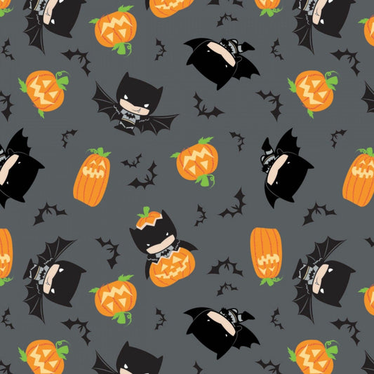 Character Halloween 2 Licensed Kawaii Batman Grey 23421483-1 Cotton Woven Fabric