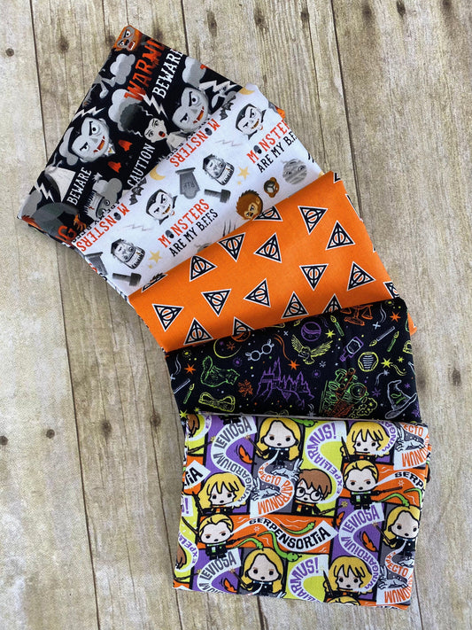 Character Halloween 2 Licensed Monster Beware Caution Danger Black 96560109-2  Cotton Woven Fabric