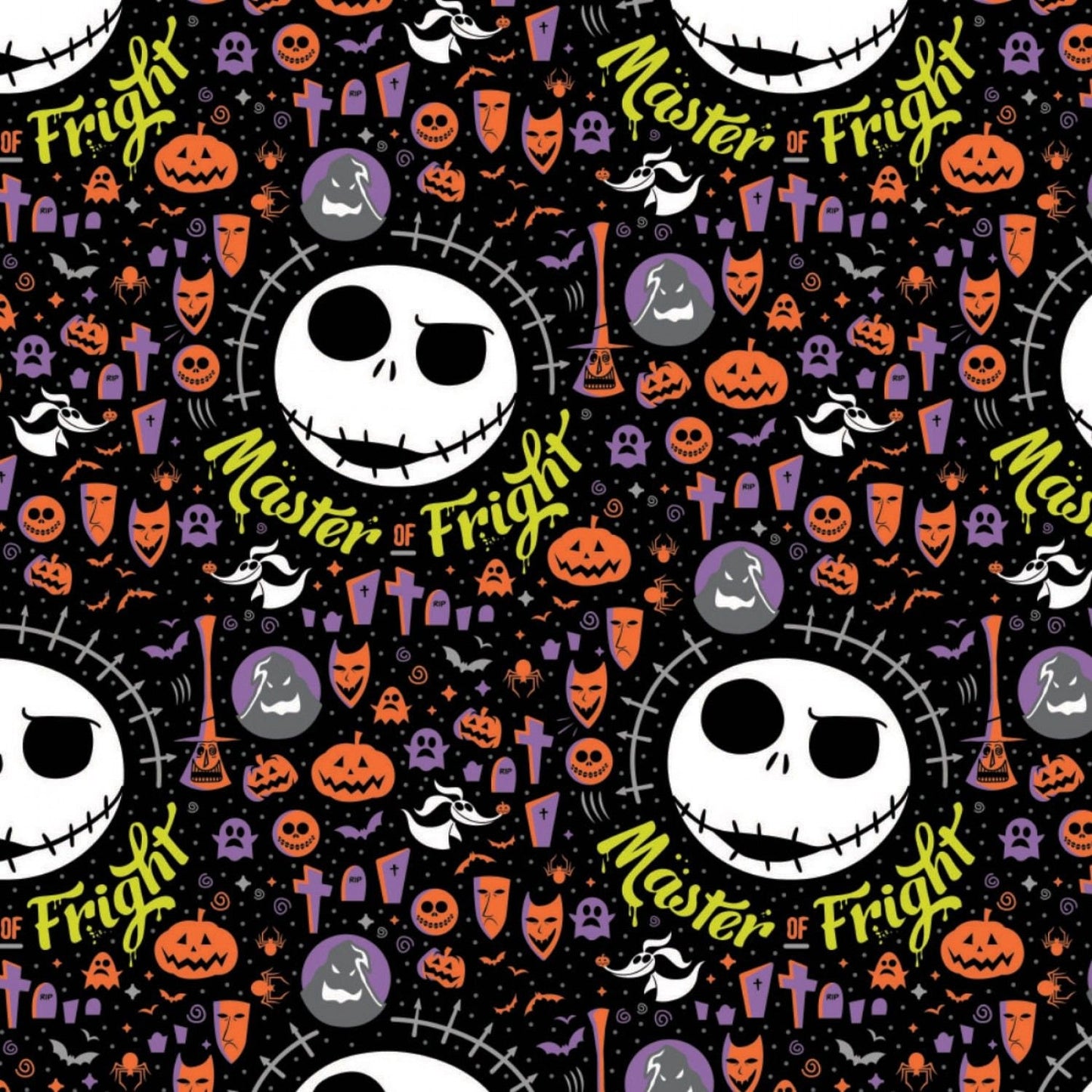 Character Halloween 2 Licensed Nightmare Before Christmas Frightful Halloween Black 85390409-1 Cotton Woven Fabric