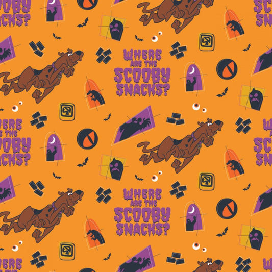 Character Halloween 2 Licensed Scooby Doo Snacks Orange 23700510-3 Cotton Woven Fabric