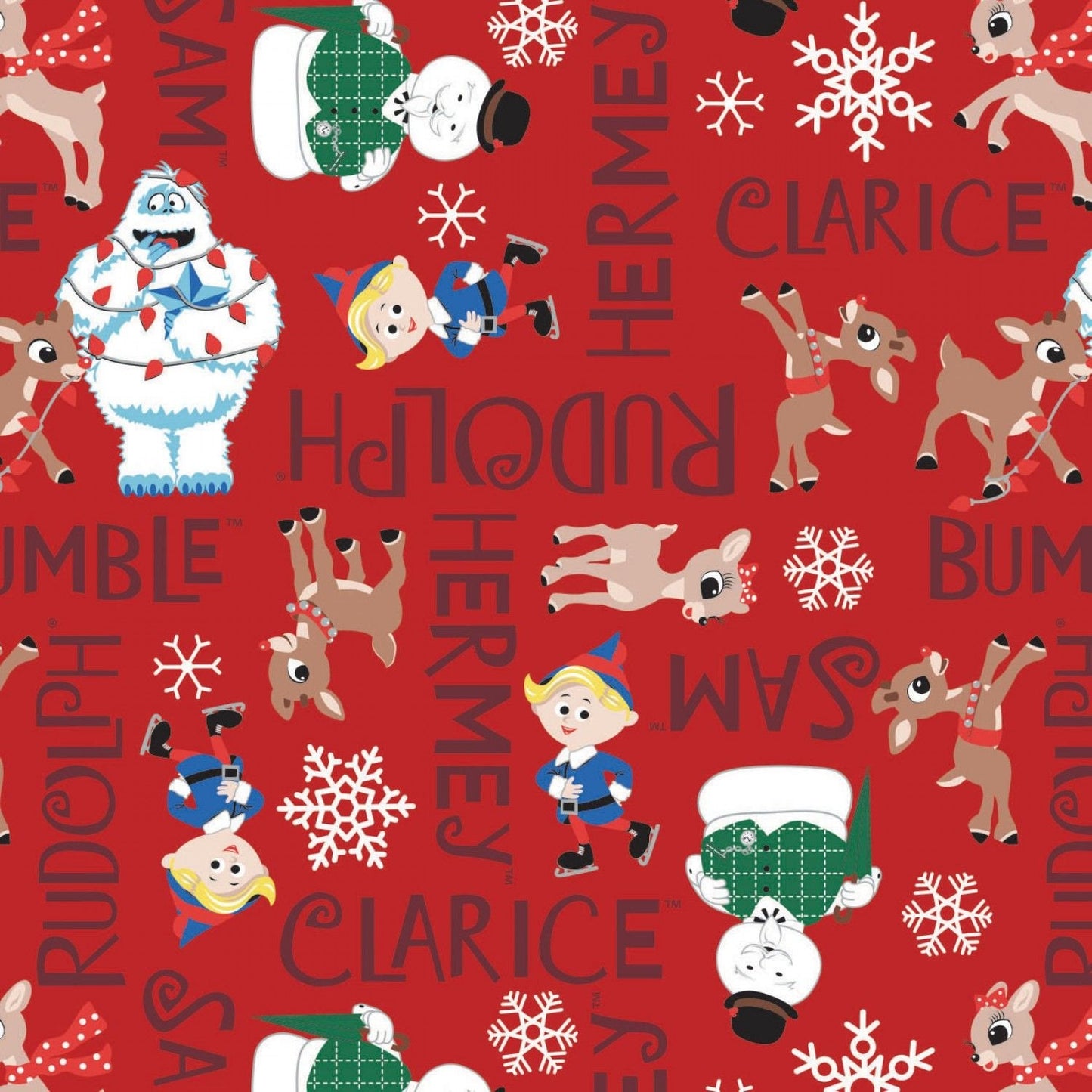 Character Winter Holiday 2 Licensed Rudolph Character Names 62010206-4 Cotton Woven Fabric