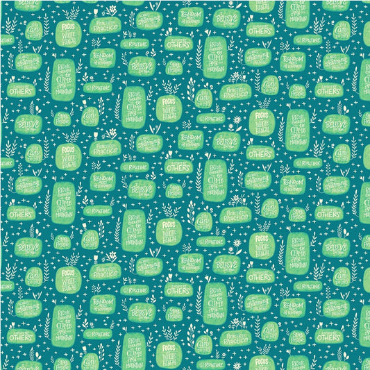 Positivi-Tea by Lori Danelle Tea Inspiration Teal DDC9914-TEAL Cotton Woven Fabric