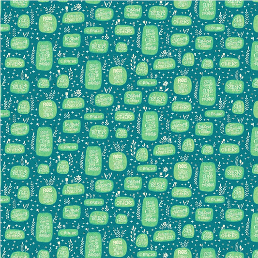 Positivi-Tea by Lori Danelle Tea Inspiration Teal DDC9914-TEAL Cotton Woven Fabric