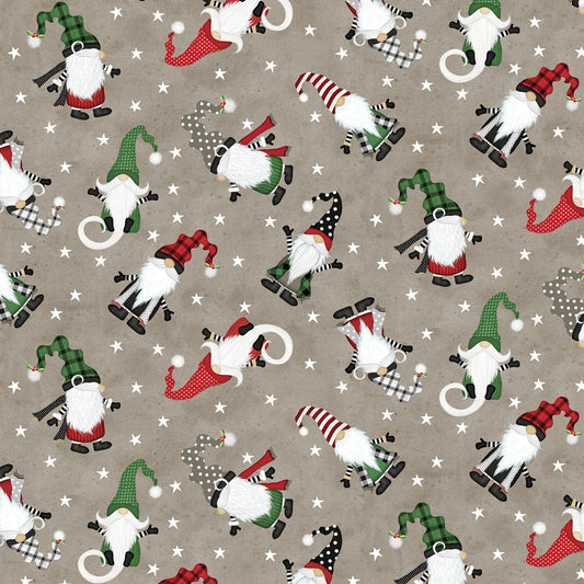 Gnome-antics by Jennifer Pugh Gnome Toss Dk Gray 82624-937 Cotton Woven Fabric
