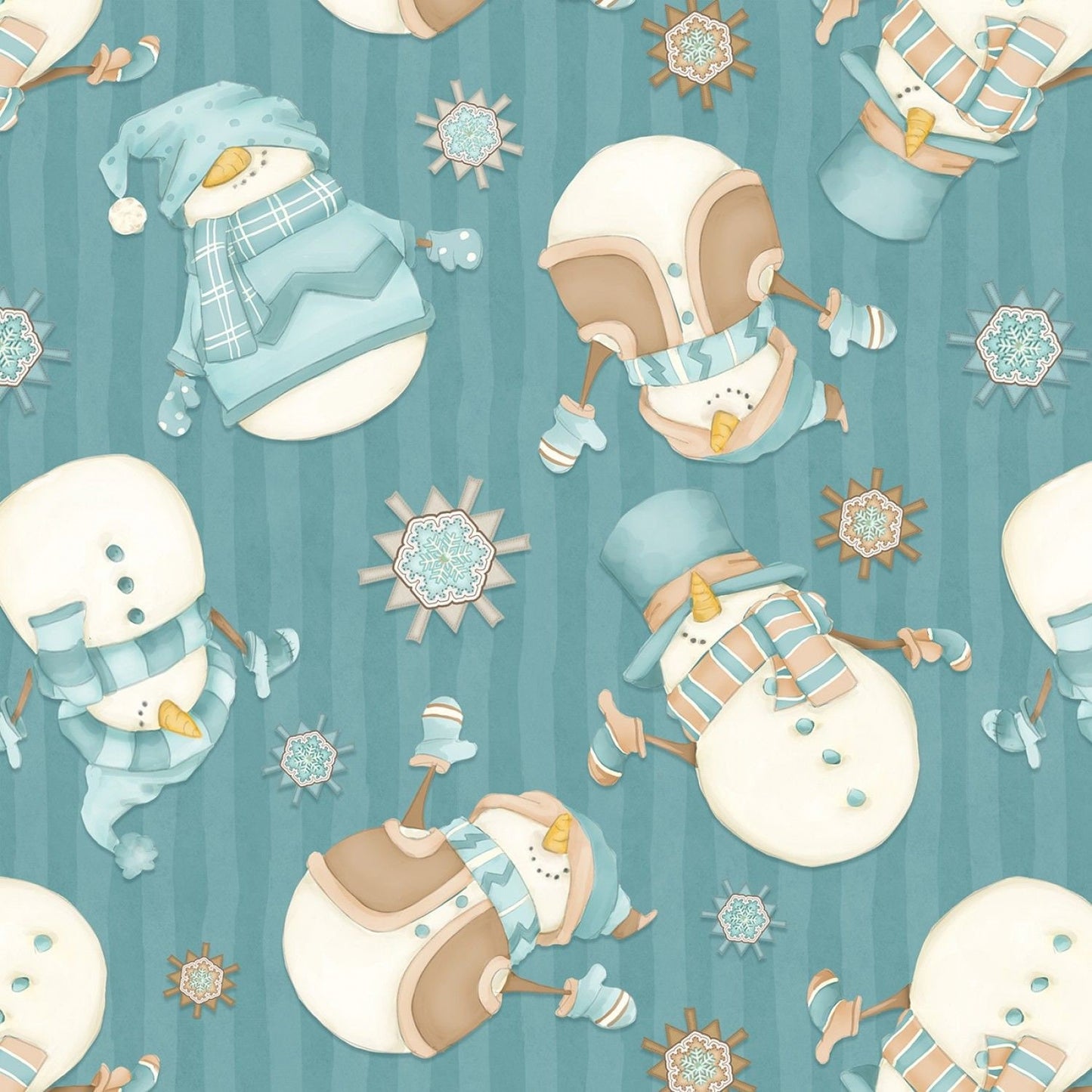 I Love SN'Gnomes by Shelly Comisky Snowmen Dark Aqua F9644-11 100% Cotton Flannel Fabric