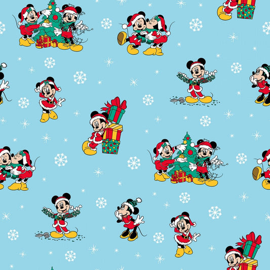 Licensed Disney Mickey & Friends Christmas Christmas Day Blue 717531600715 Cotton Woven Fabric