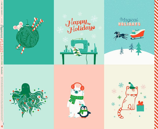 Peppermint Please by Sarah Watts 36" Panel Gift Multi RS2041-11 Cotton Woven Panel