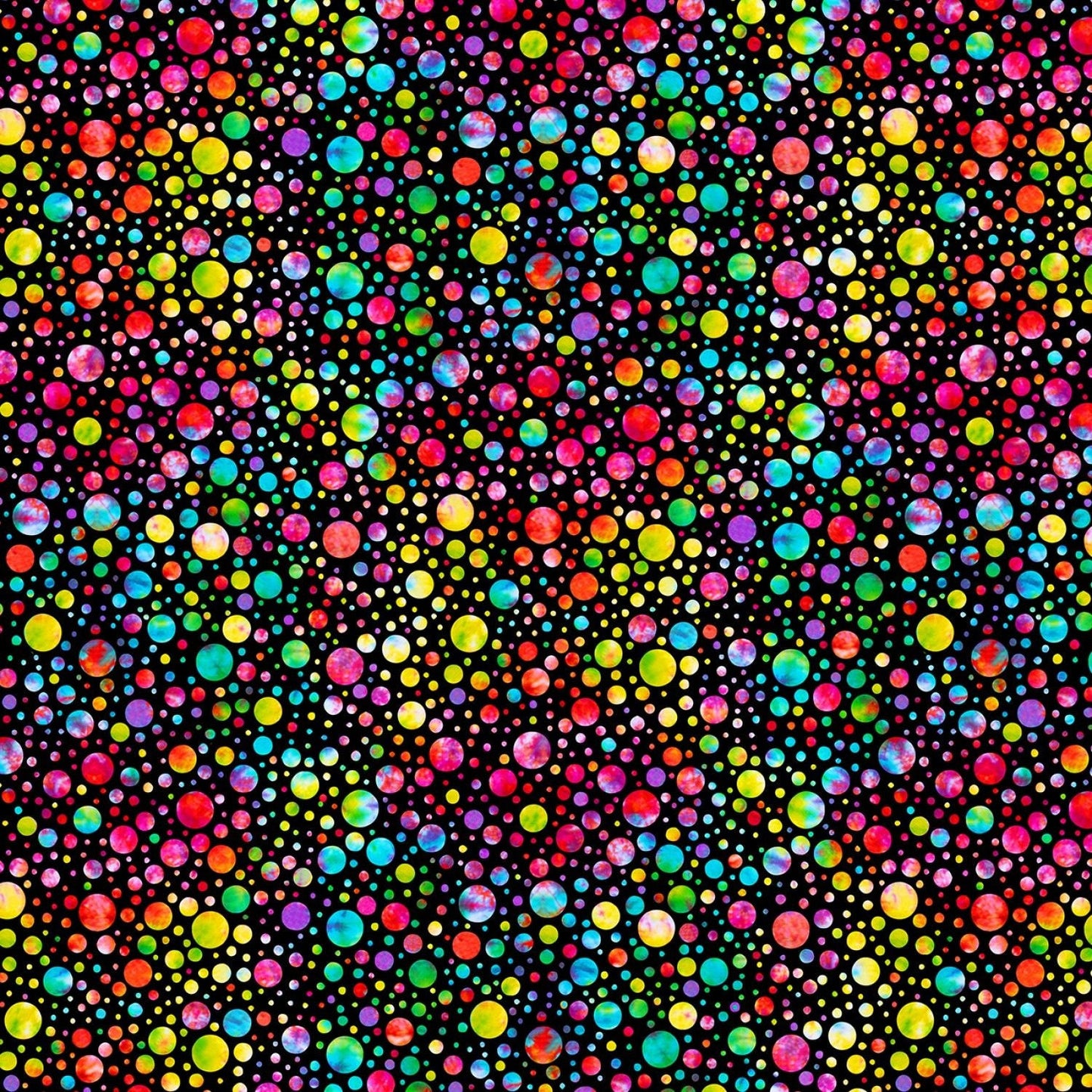 Groovy Bubble Dots Black Tie Dye C8714-BLACK Cotton Woven Fabric