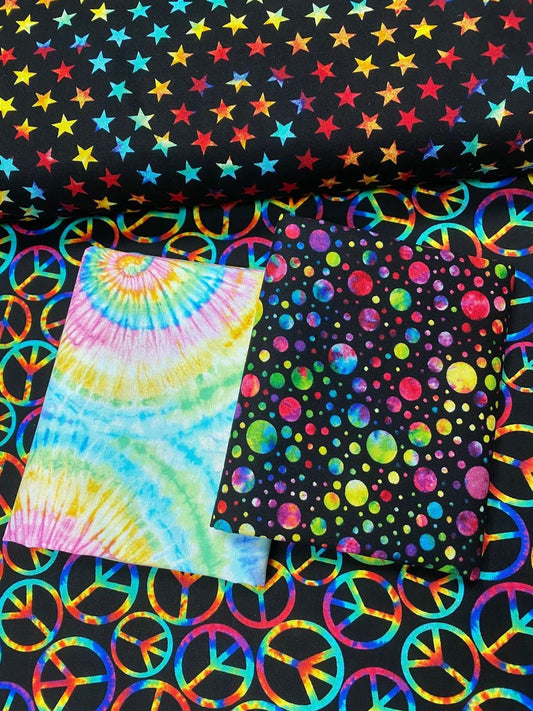 Groovy Bubble Dots Black Tie Dye C8714-BLACK Cotton Woven Fabric