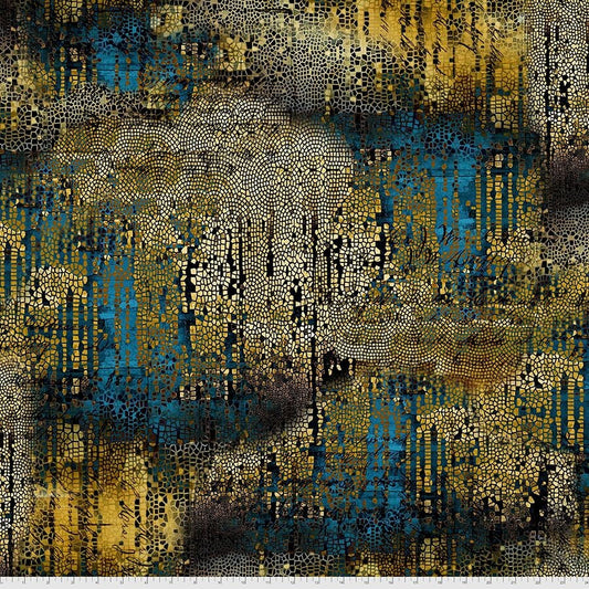 Abandoned 2 by Tim Holtz Eclectic Elements Gilded Mosaic Gold PWTH140.GOLD Cotton Woven Fabric