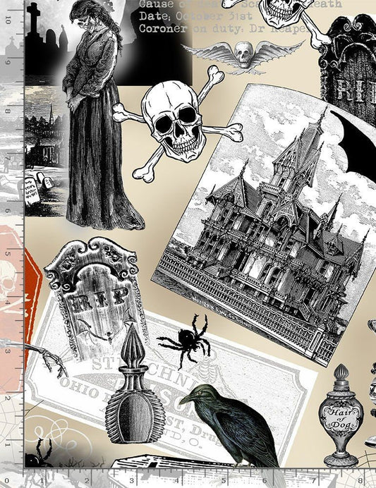 Wicked Nevermore Spooky Collage WICKED-C8636-MULTI Cotton Woven Fabric