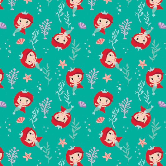 Licensed Disney Princess Kawaii Ariel 85101906-1  Cotton Woven Fabric