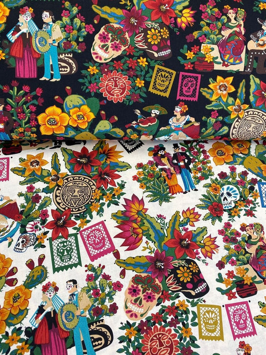 Folklorico La Mascarada 8856A Natural Cotton Woven Fabric