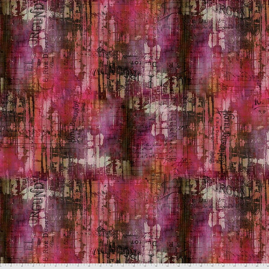 Abandoned 2 by Tim Holtz Eclectic Elements Hotel Burgandy Vineyard PWTH145.VINEYARD Cotton Woven Fabric
