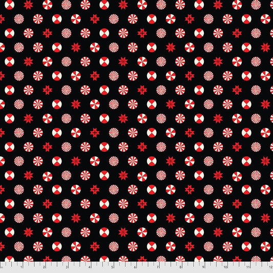 Tula Pink Holiday Homies Peppermint Stars Ink FNTP005.INK 100% Cotton Flannel Fabric