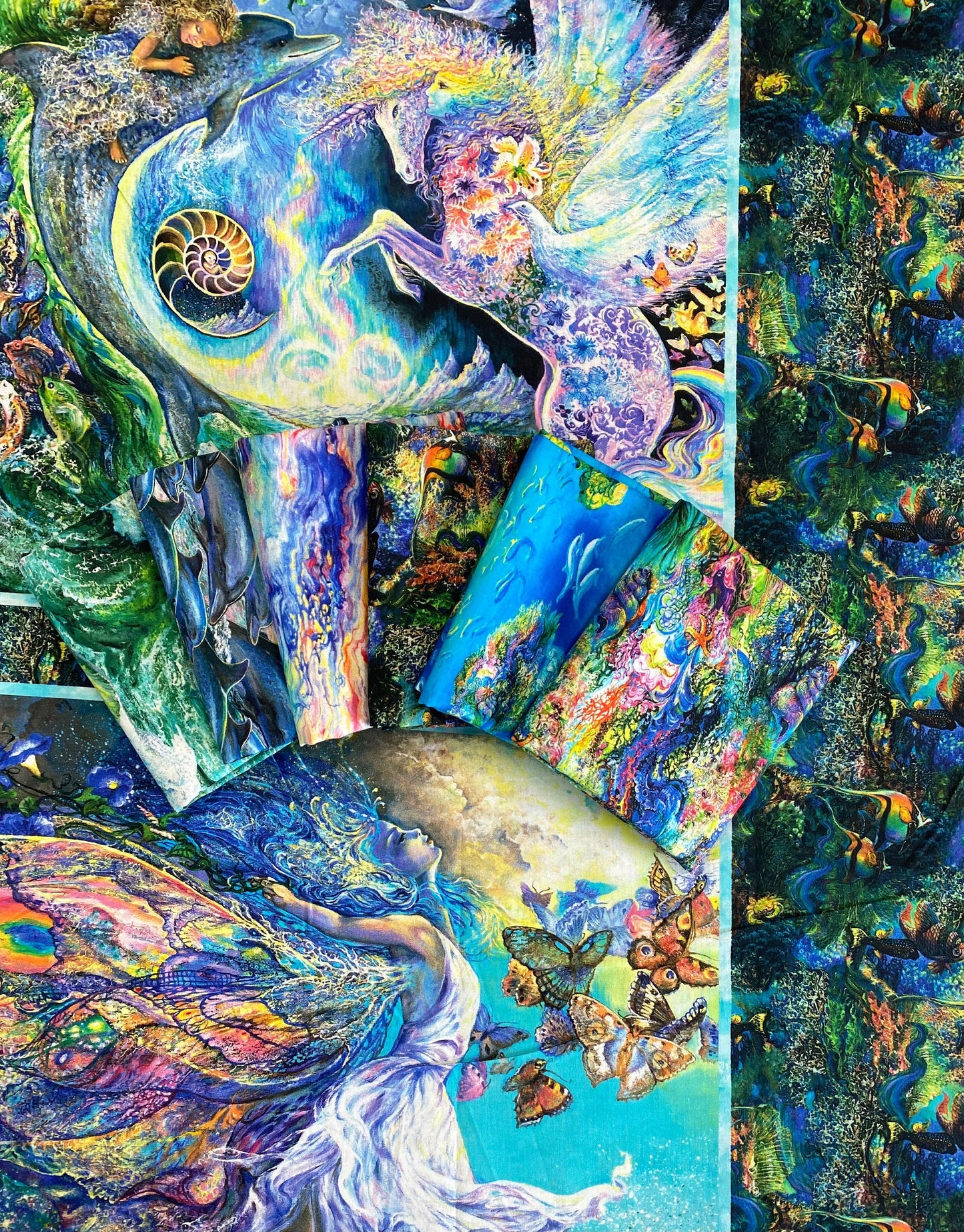 Call of the Sea by Josephine Wall Fish 17989-MLT Digitally Printed Cotton Woven Fabric