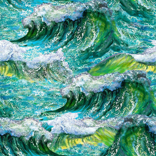 Call of the Sea by Josephine Wall Waves 17991-MLT Digitally Printed Cotton Woven Fabric