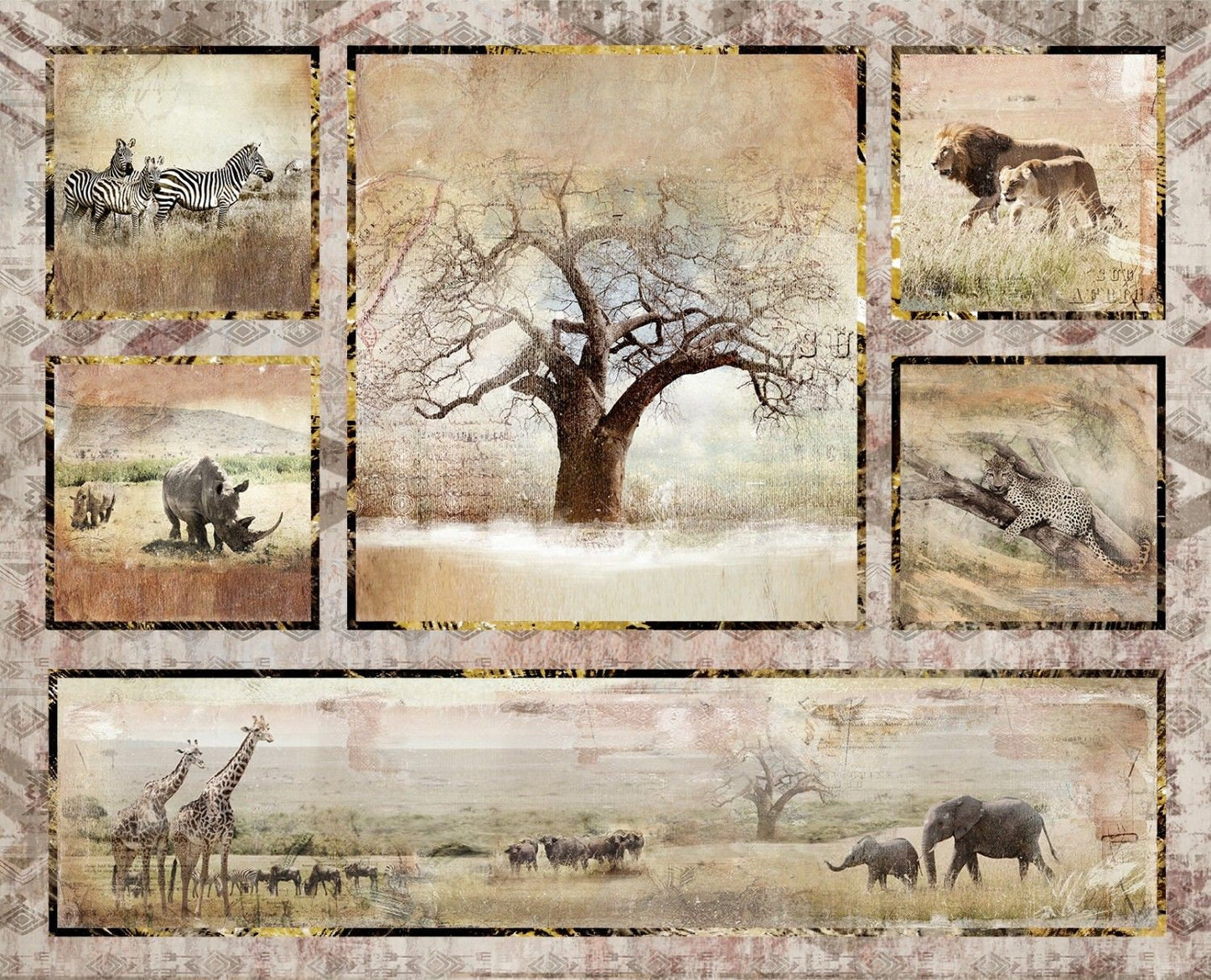 Global Luxe by PI Creative Art 34" Panel Tree 18005-MLT Digitally Printed Cotton Woven Fabric Panel