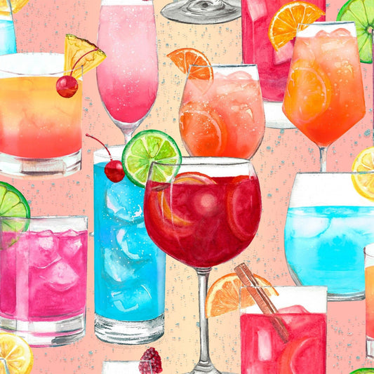 Mixology with Silver Glitter Mixed Drinks Glitter 18016-MLT Cotton Woven Fabric