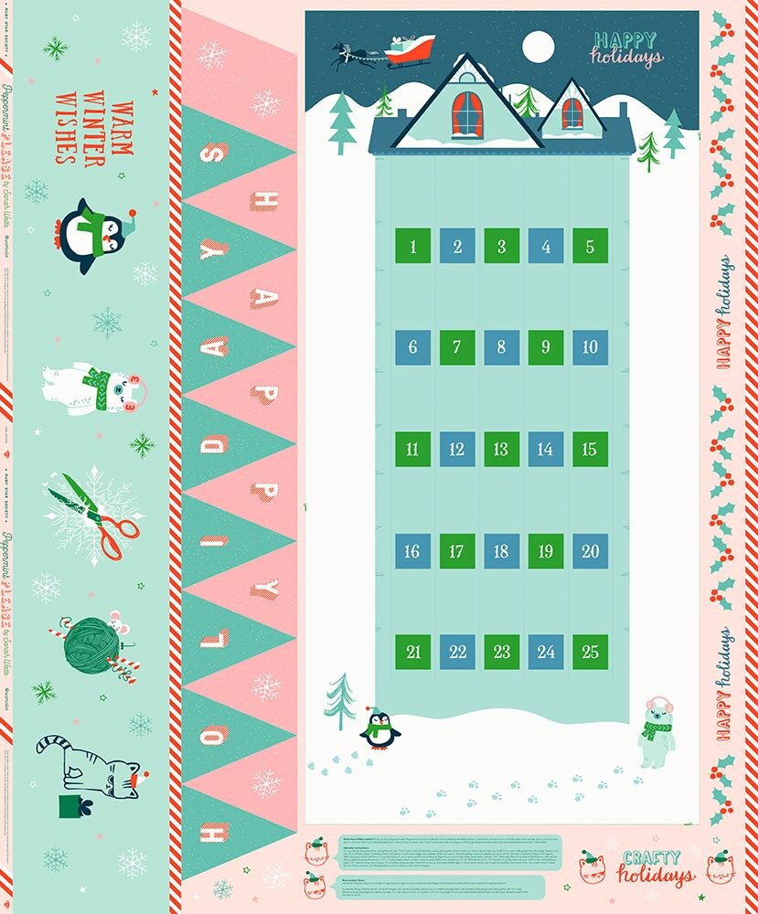 Peppermint Please by Sarah Watts of Ruby Star Society Christmas Countdown 58" x 70" Panel RS2040-11P Cotton Panel