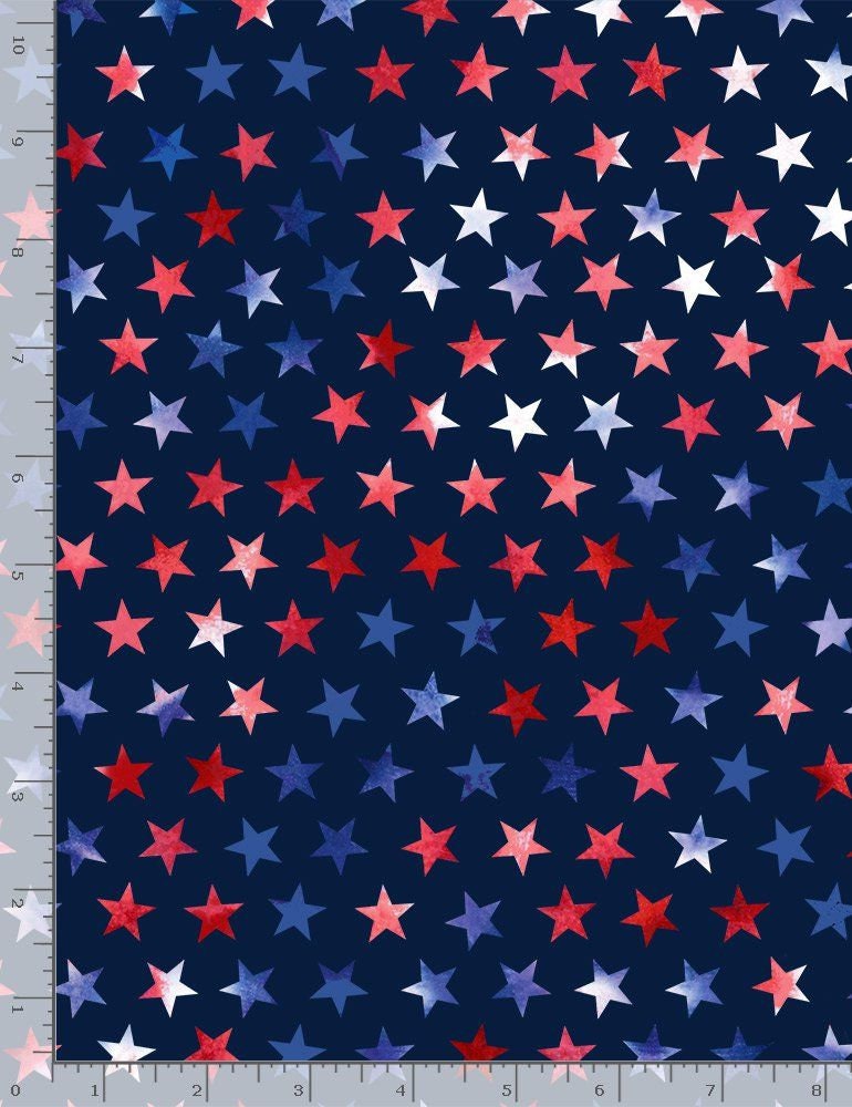 Last Piece 1 yards 26 Inches Patriotic Vibes Tie Dye Patriotic Stars STAR-C8792-USA Cotton Woven Fabric