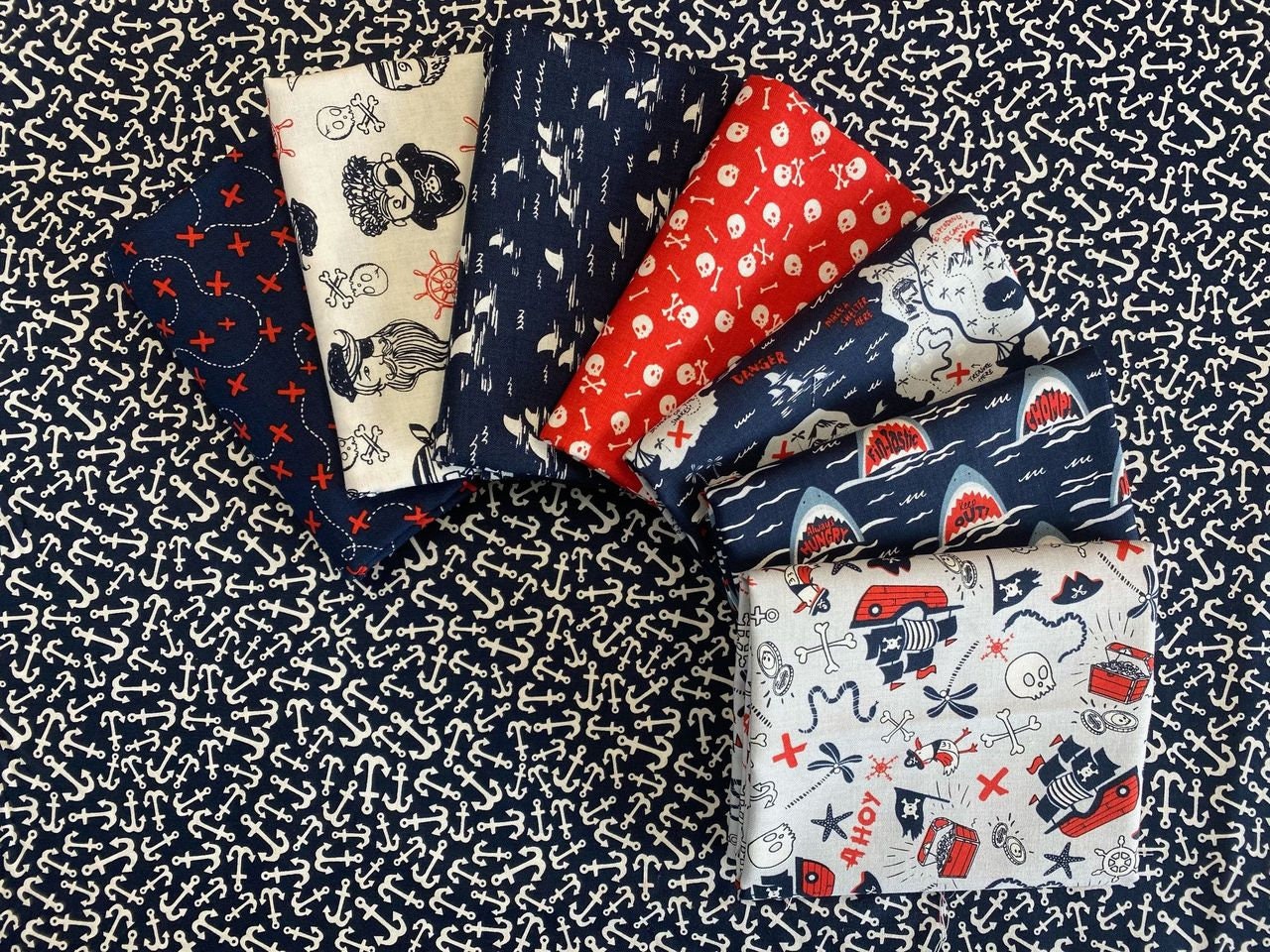 Walk the Plank! Tossed Anchors Nautical FUN-C8931 NAUTICAL Cotton Woven Fabric