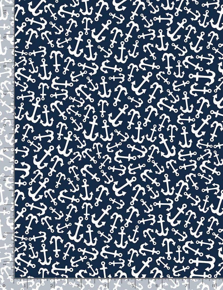 Walk the Plank! Tossed Anchors Nautical FUN-C8931 NAUTICAL Cotton Woven Fabric