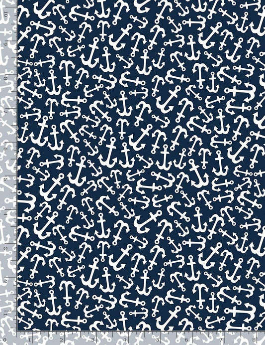 Walk the Plank! Tossed Anchors Nautical FUN-C8931 NAUTICAL Cotton Woven Fabric