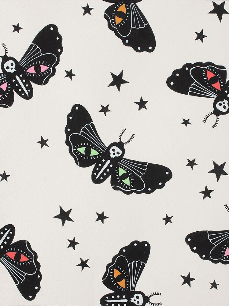 Haunted House Moon Moth Natural 8888A Cotton Woven Fabric