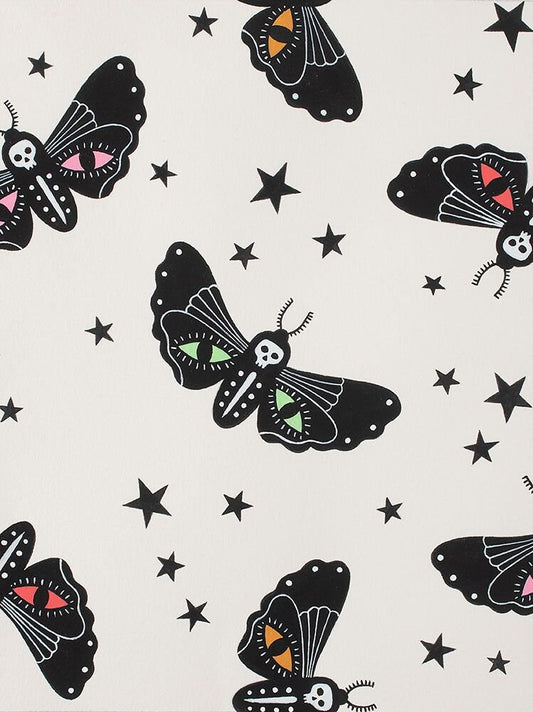 Haunted House Moon Moth Natural 8888A Cotton Woven Fabric